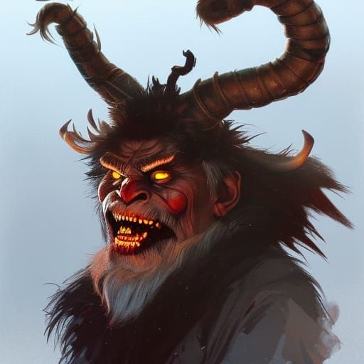 Detailed Krampus Portrait in Digital Art Style