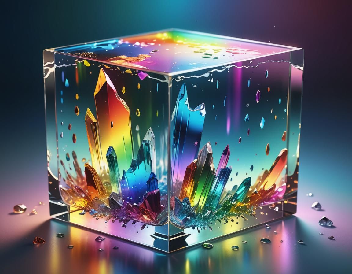 Radiant Crystal Shimmers in Glass Case: Splash Art