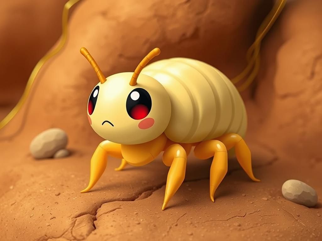 Golden Termite Pokémon Mascot in Manga Illustration Style
