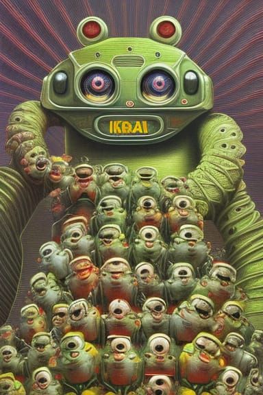 Army of Cute Robotic Monsters in Surreal Style