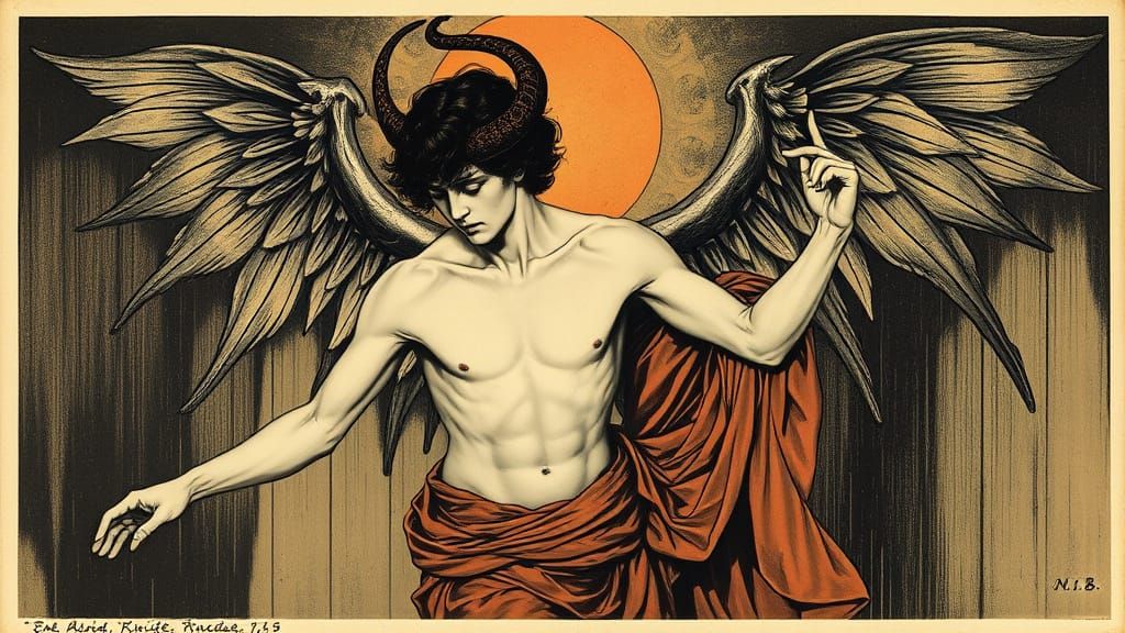 Surreal Portrait of Lucifer with a Female Companion