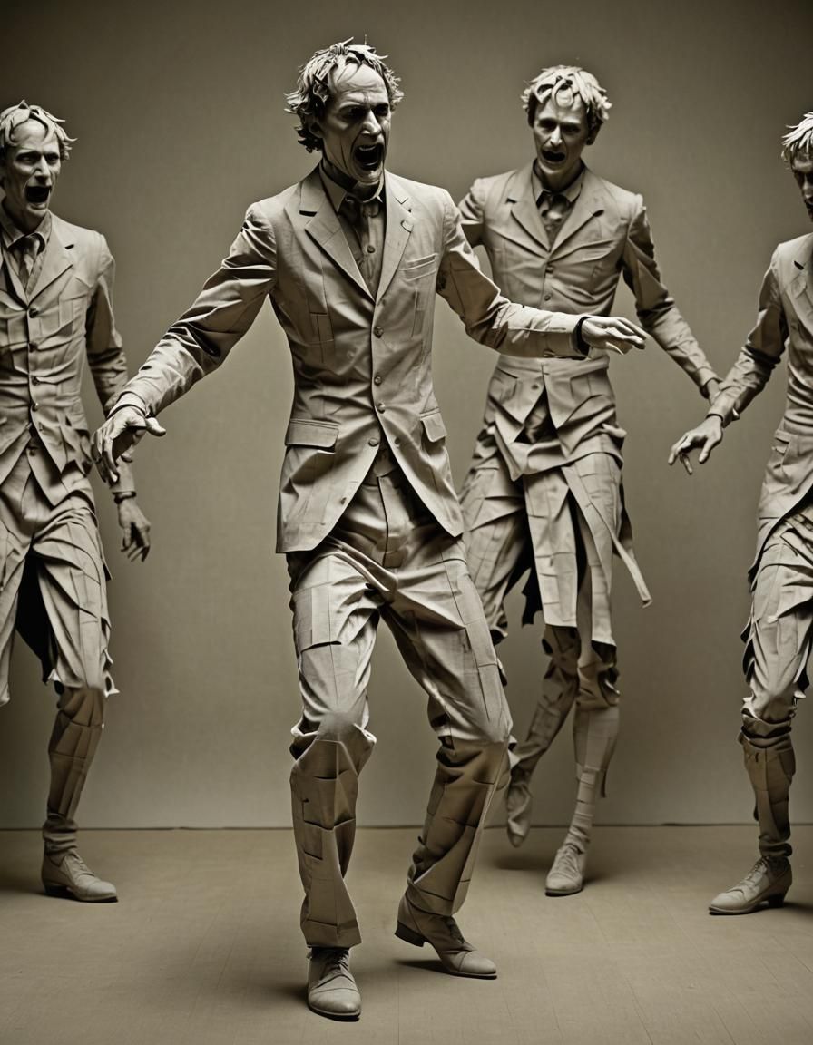 Horrific Glitch Art Dance in Kirigami Style