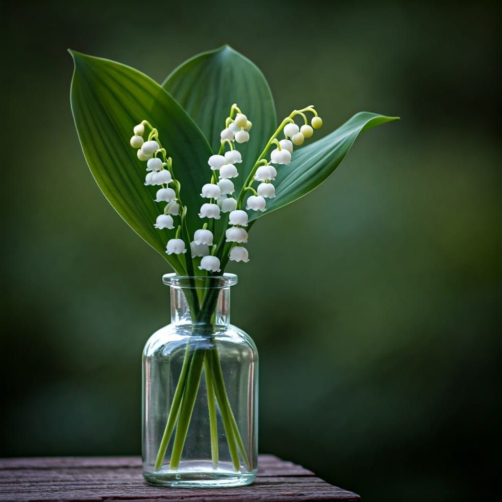 Delicate Lily of the Valley in Antique Glass