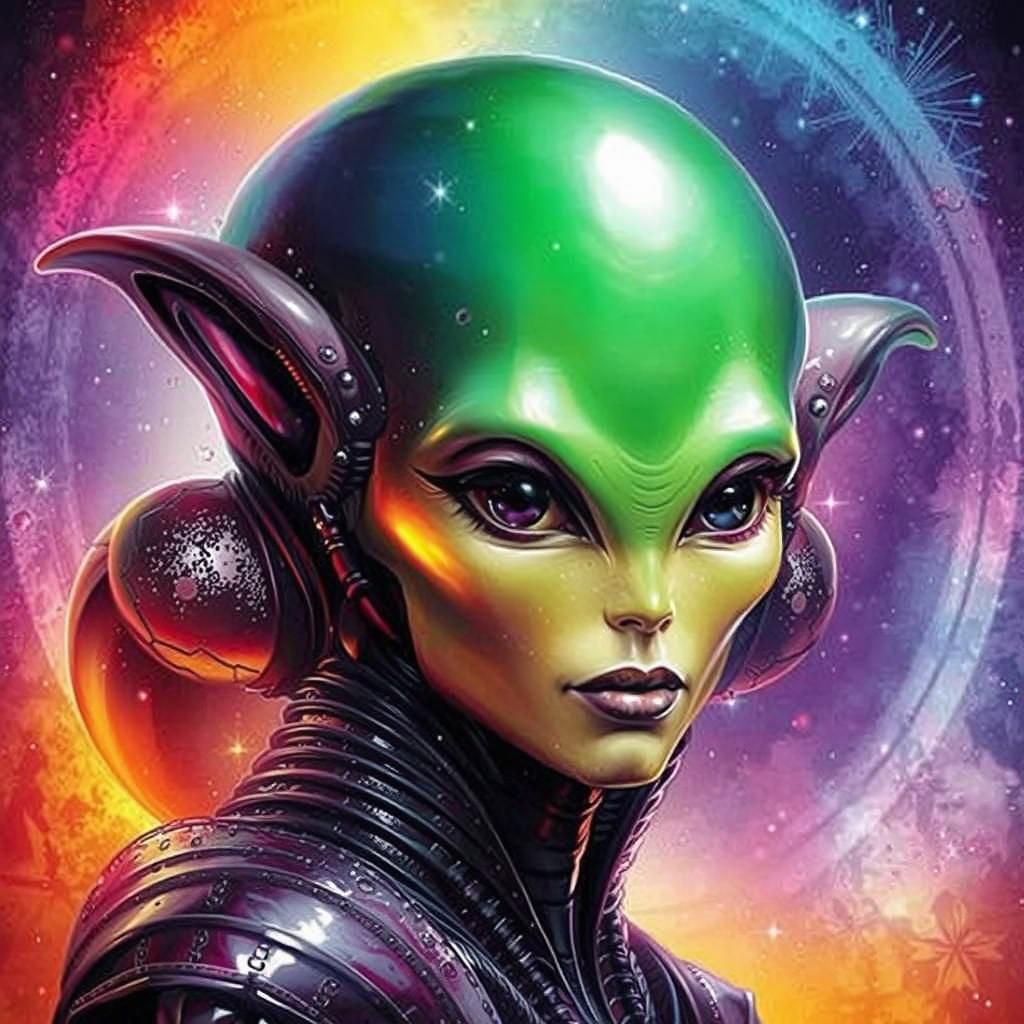 Ethereal Portrait of an Alien Woman in Oil Paint