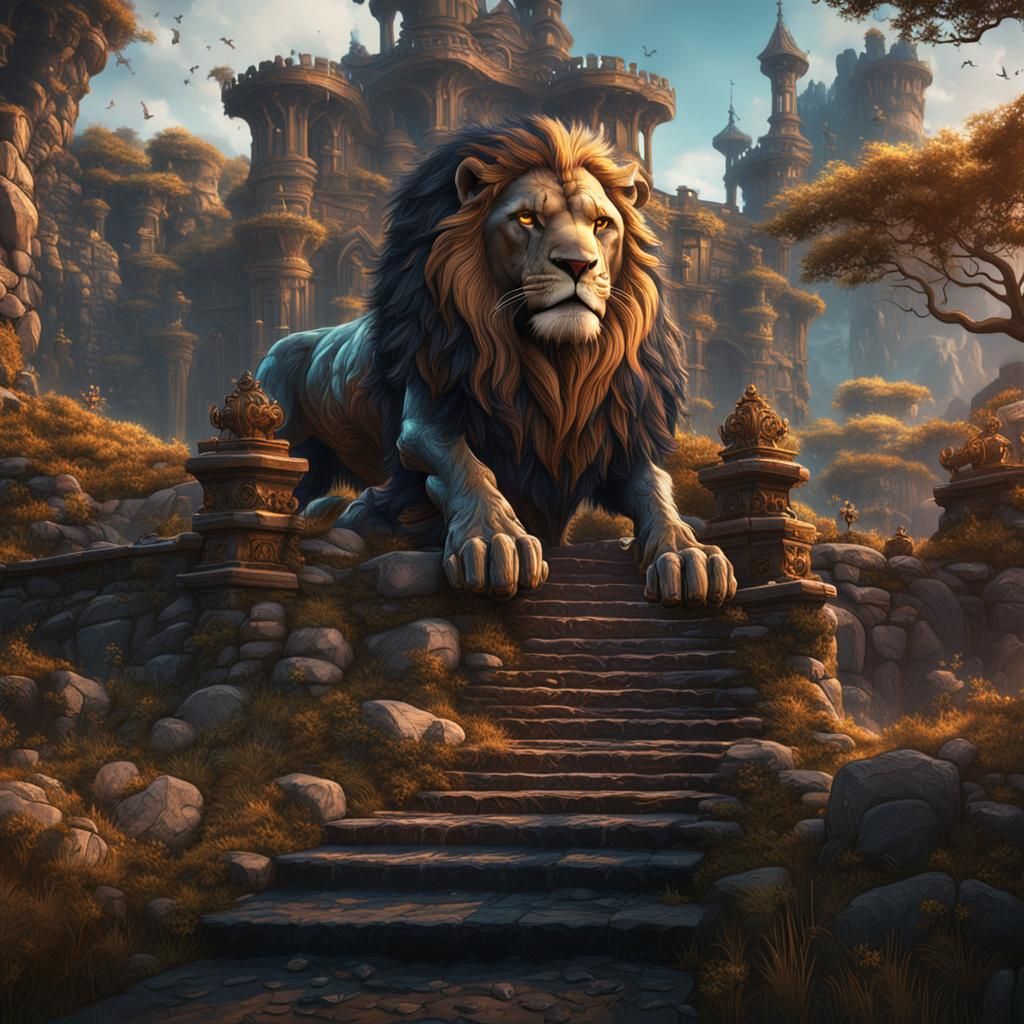 Majestic Lion: Detailed Fantasy Concept Art