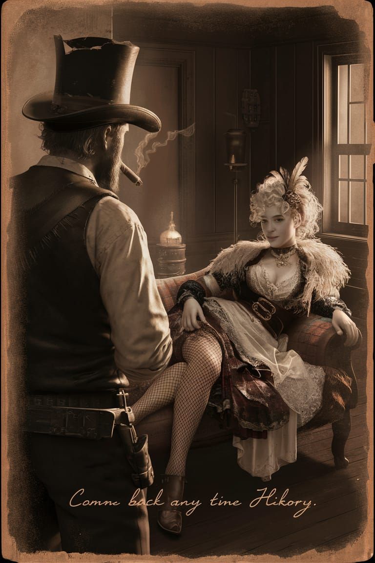 Old West Sepia Photograph with Victorian Woman
