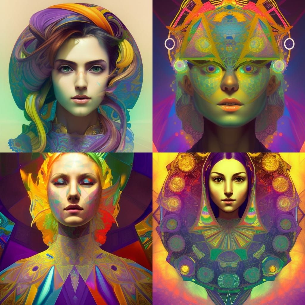 Colorful Geometric Mandala in Sacred Art Style