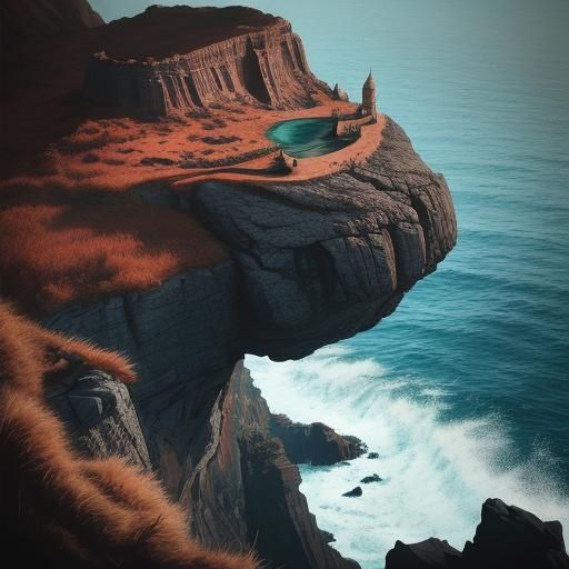 Lion Tattoo Legs on Rocky Cliff in Cinematic Style