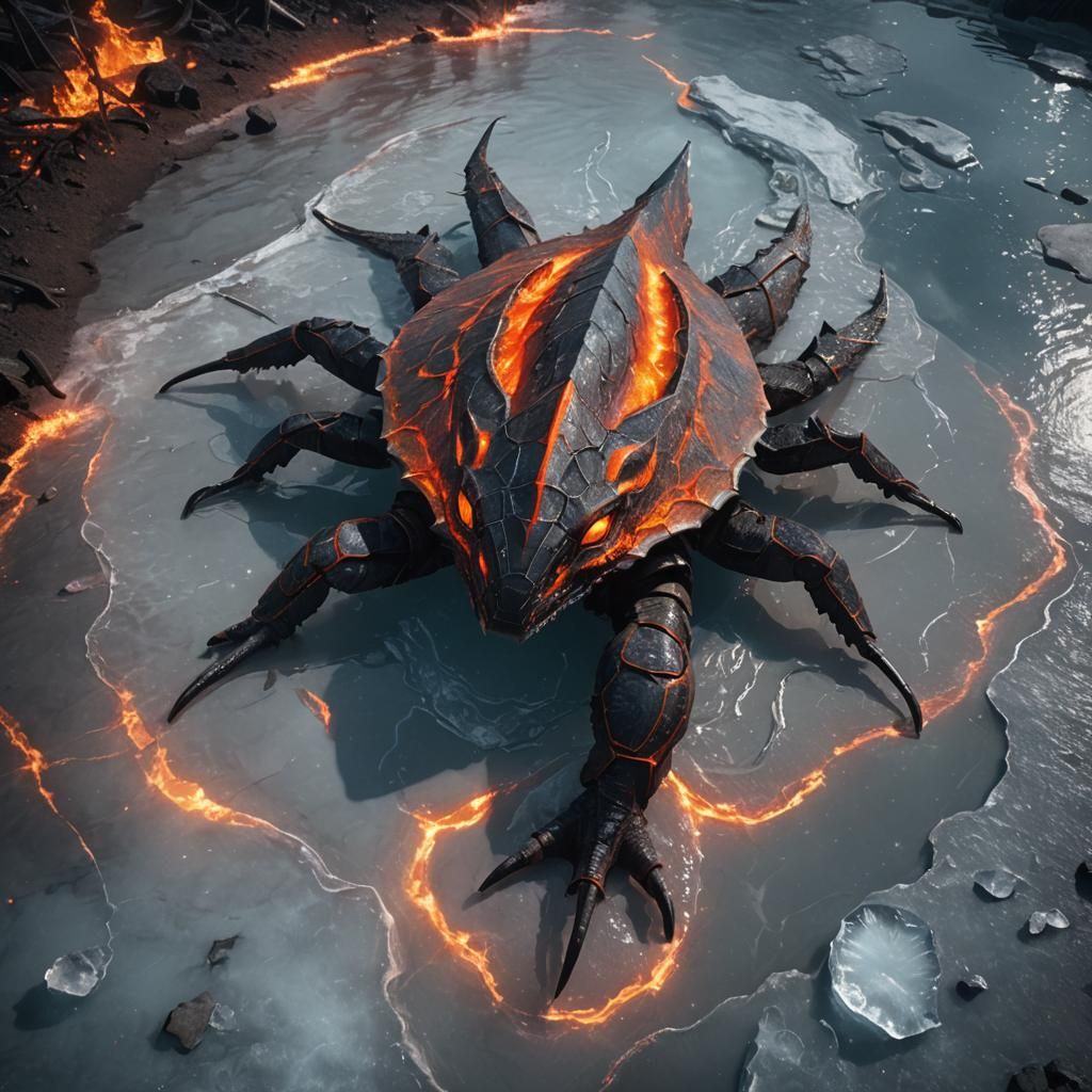 Amphibious Icefire Creature: Cinematic Film Still