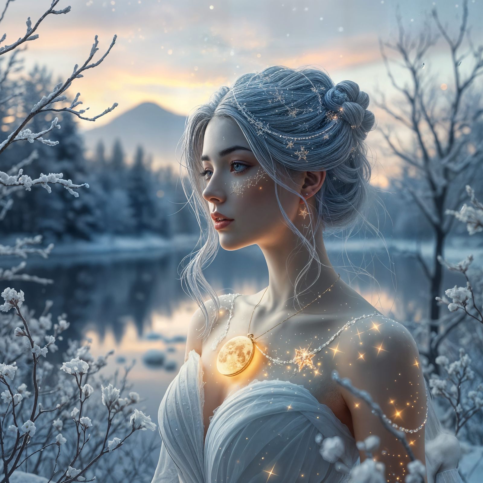 Celestial Goddess in Winter Wonderland