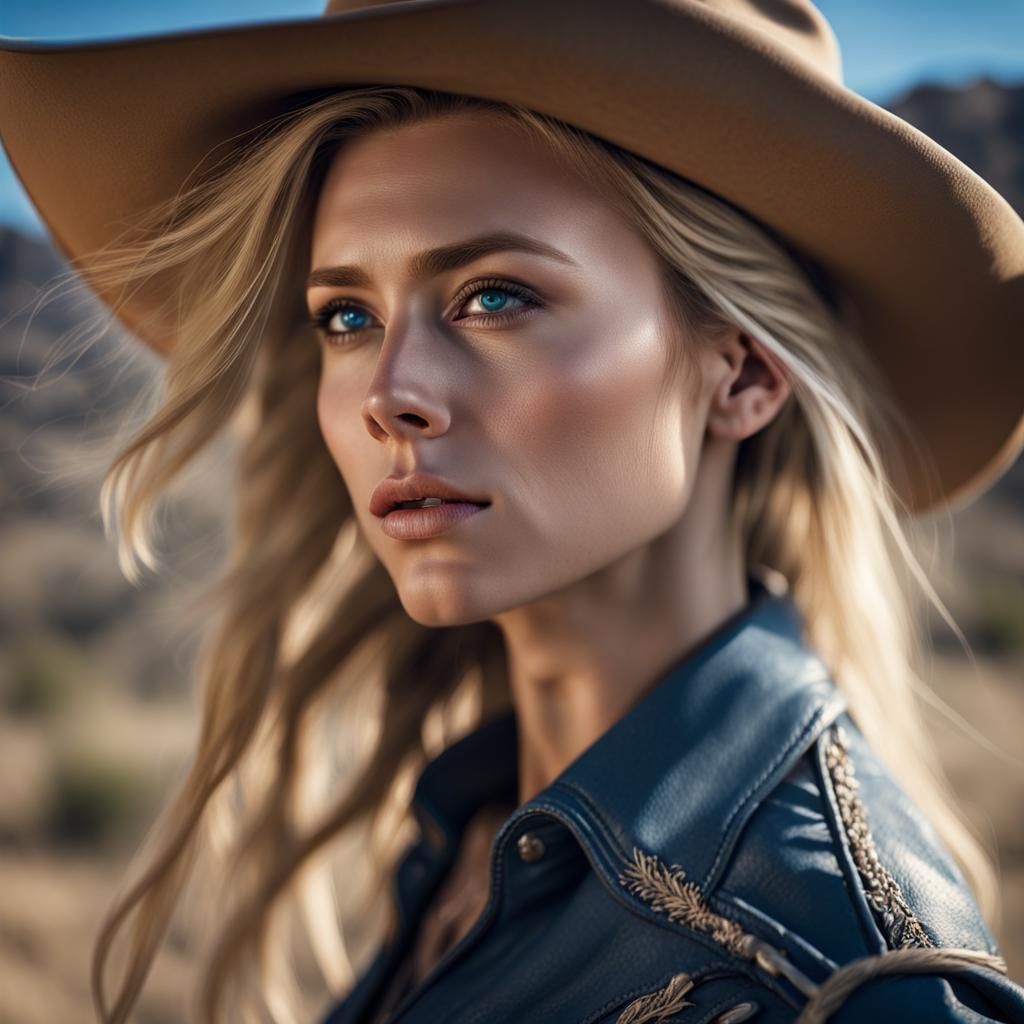 Closeup Cowgirl portrait