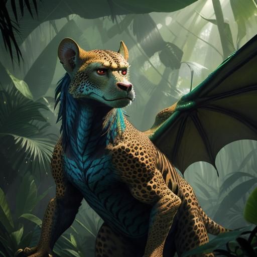 Dragon Hybrid in Jungle, Deep Color Matte Painting