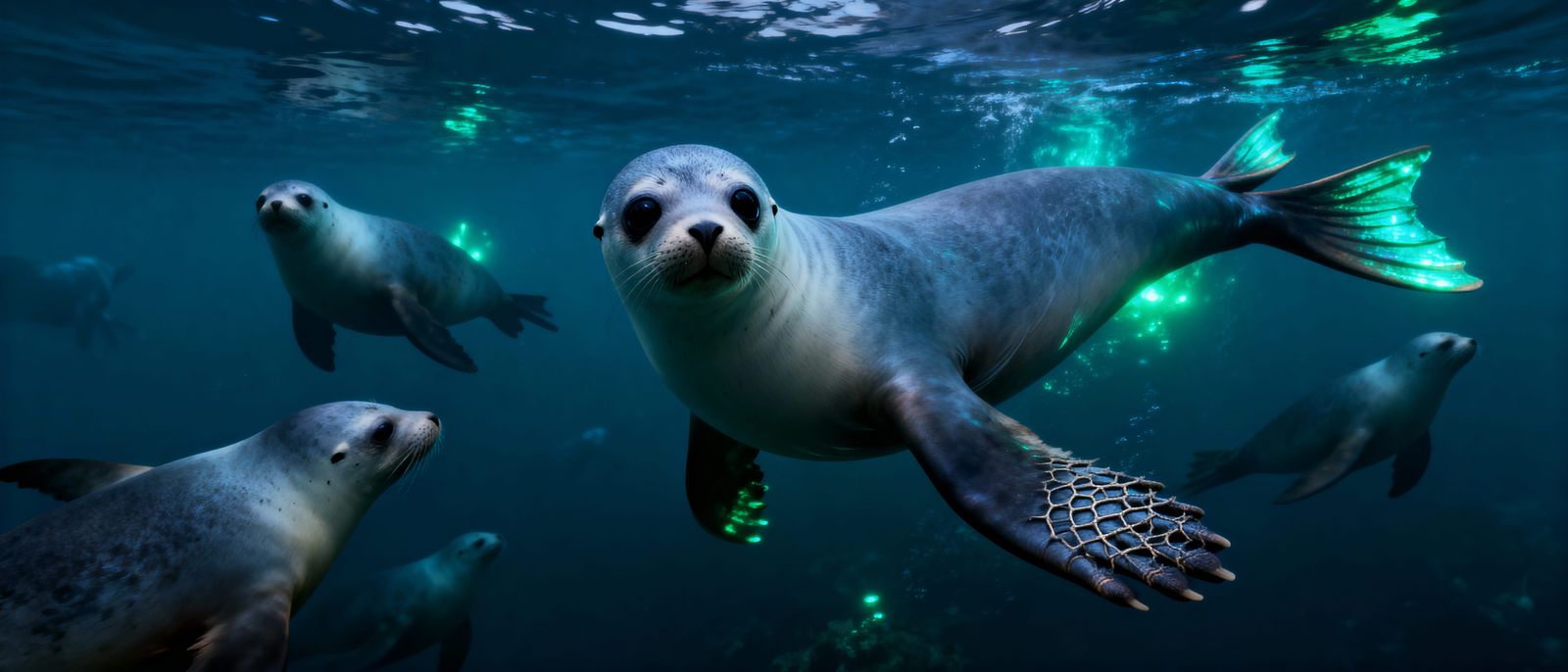 Dark Fantasy Seal Woman Swims North Sea