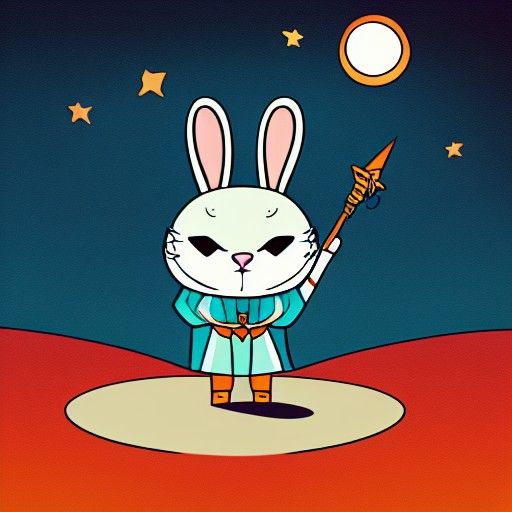 Bunny Wizard Conquers World: Digital Line Art