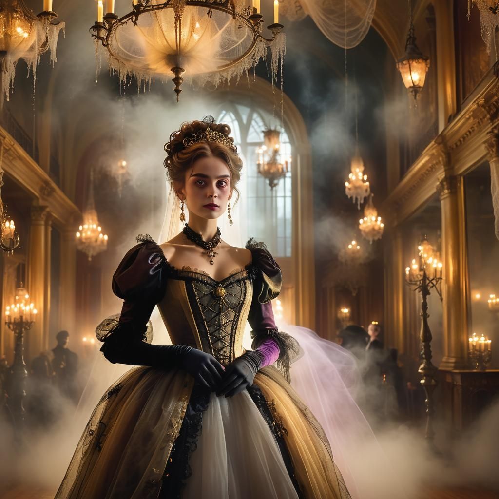 Victorian Halloween Costume Ball in Ethereal Lighting