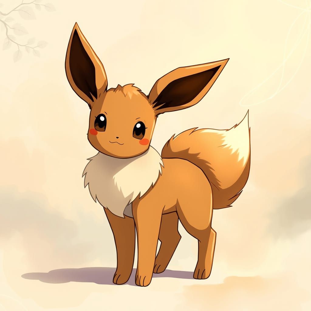 Eevee in Watercolor Anime Style
