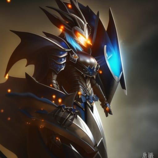 Anime Black Dragon with Blue Energy