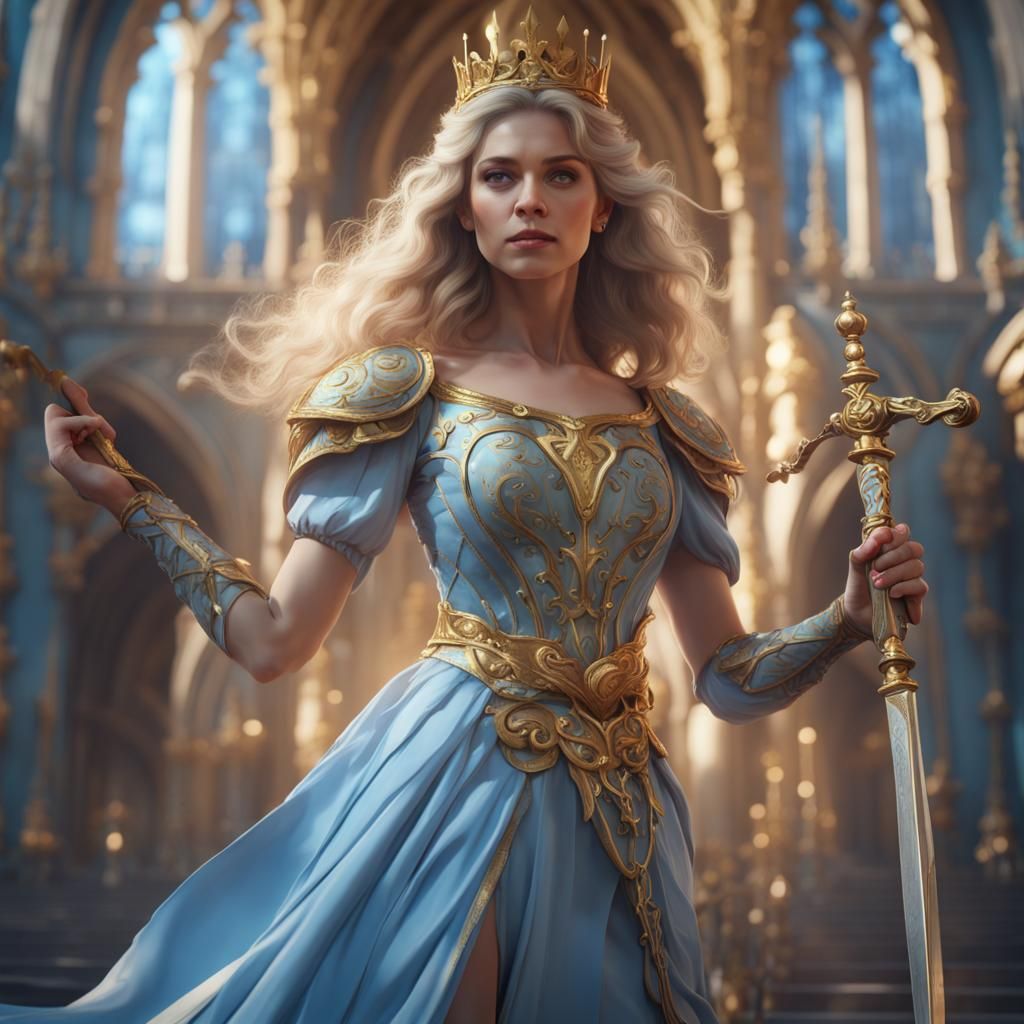 Princess with Golden Sword: Fantasy Concept Art