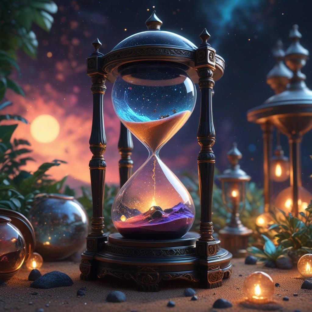 Cosmic Hourglass in Vibrant Astral Colors