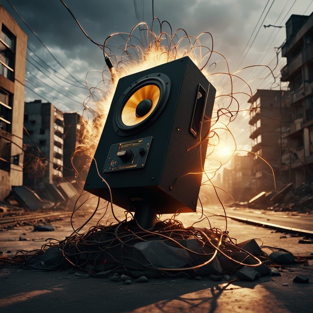 The Last Sound with Megaphone in Surreal Style