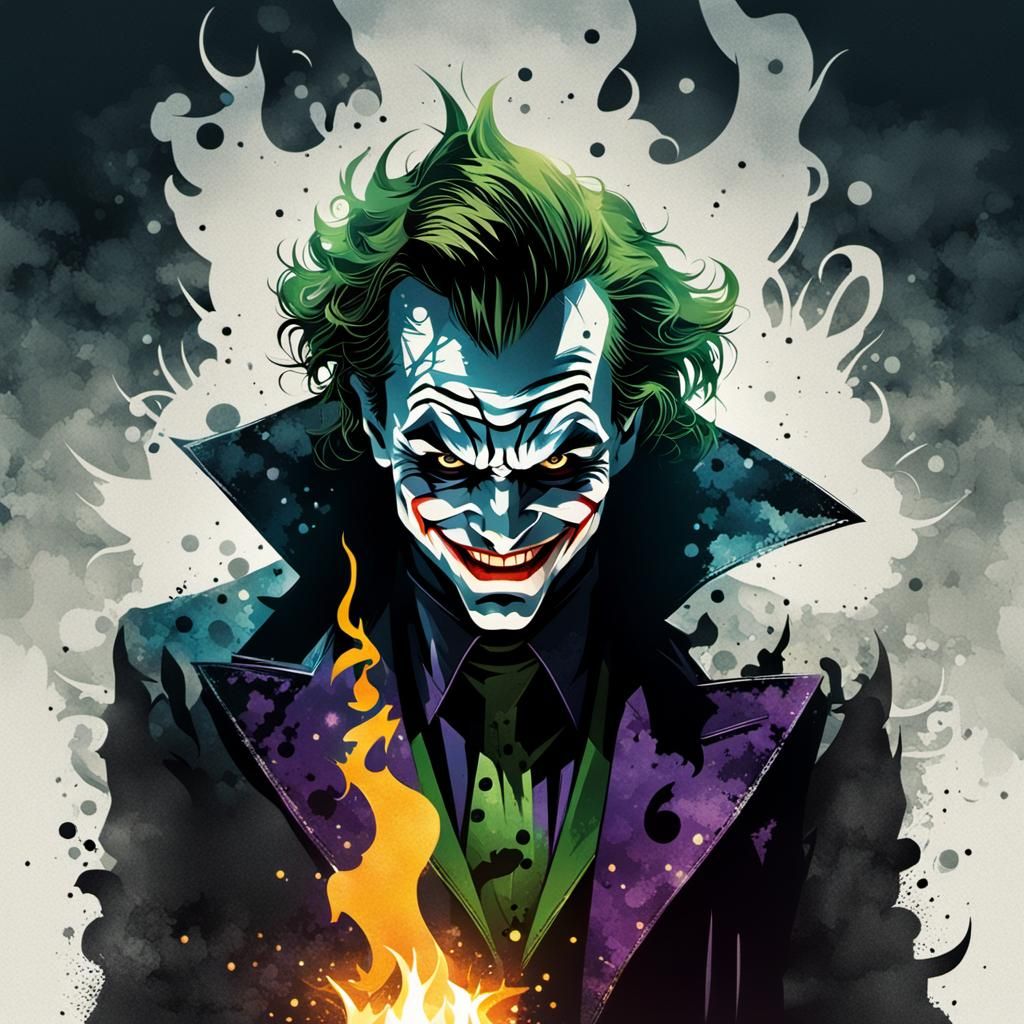 Joker Silhouette Portrait with Batman Collage