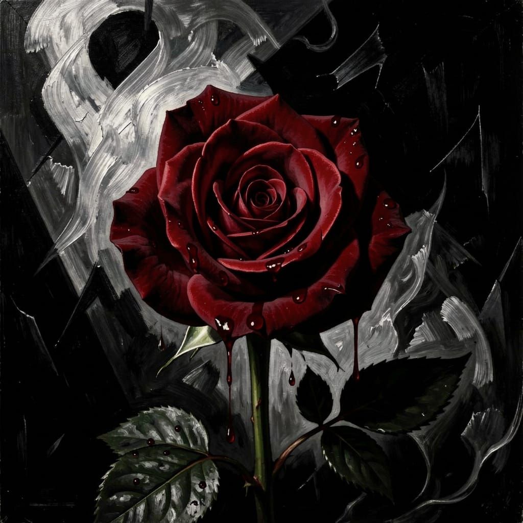 Dark Red Rose in Gothic Style