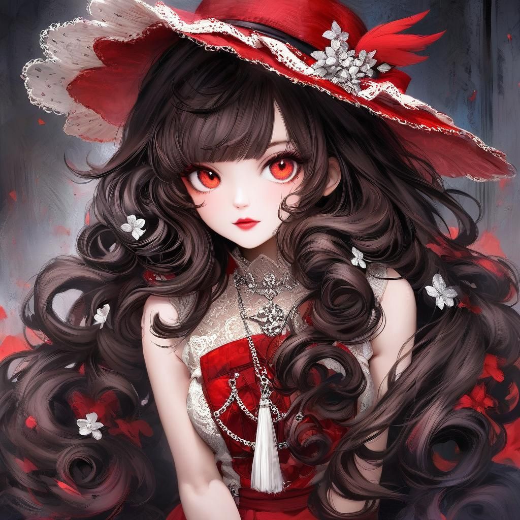 Elegant Brunette in White Lace: Painterly Style