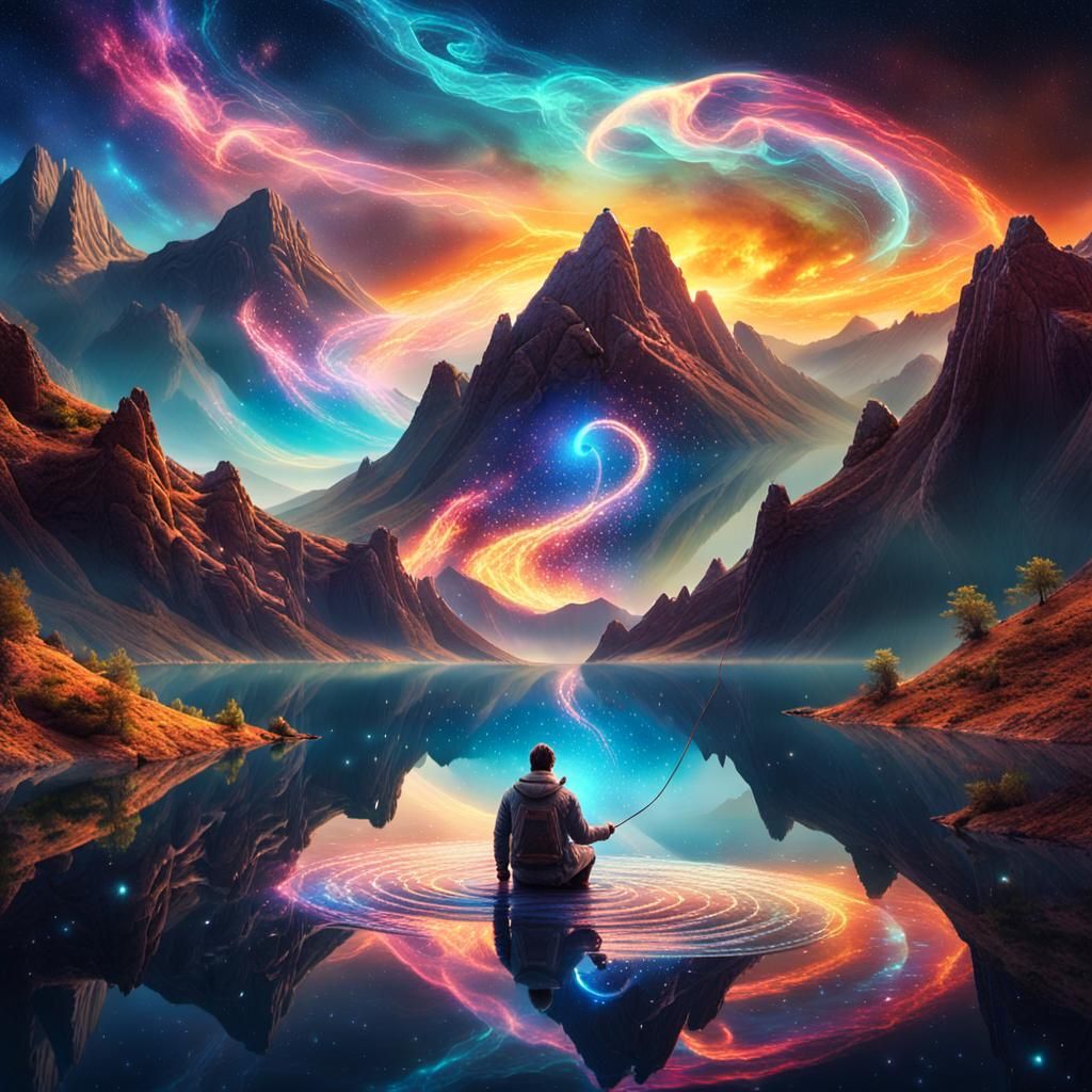 Colossal Angler Figure Fishing in Starry Lake