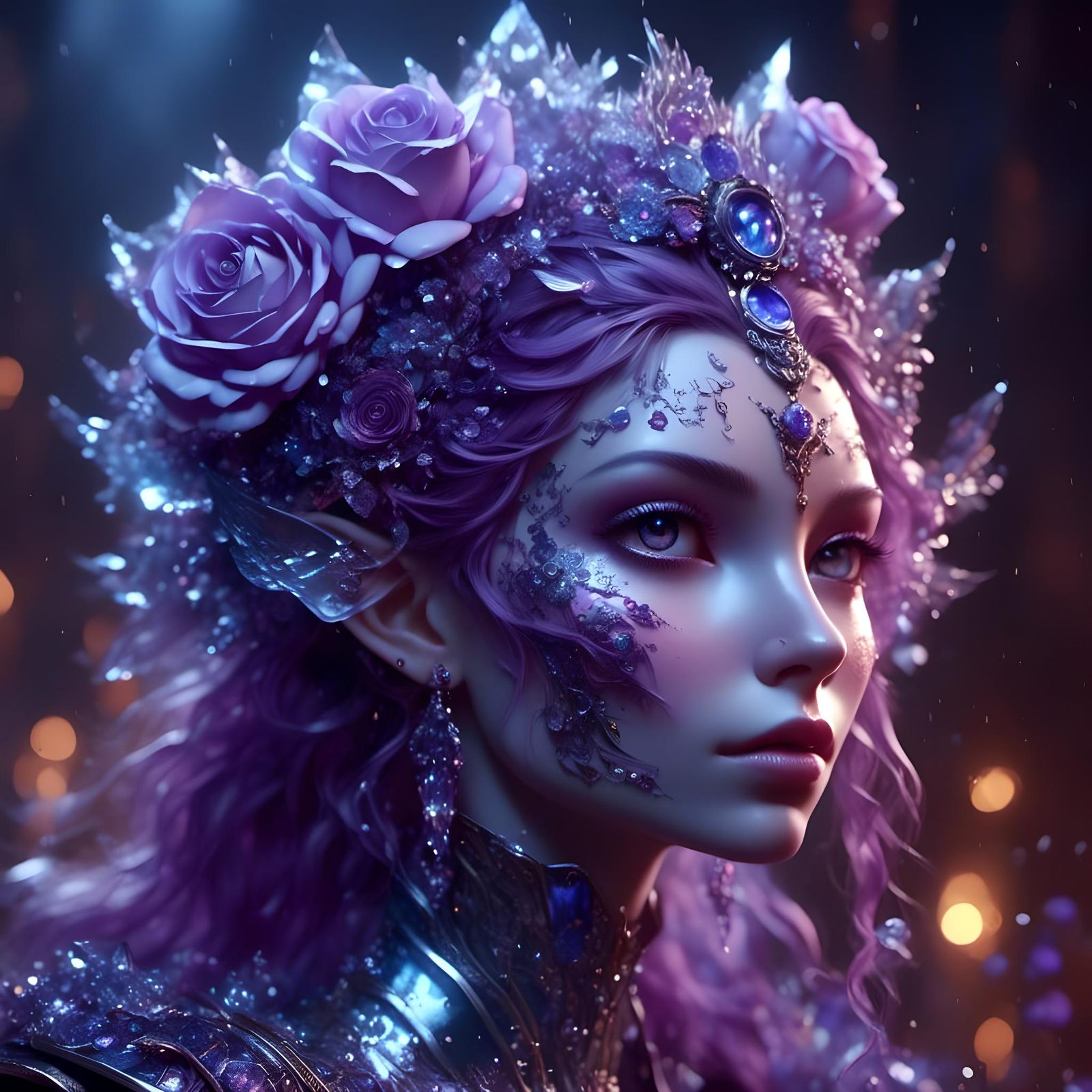 Mesmerizing Female with Crystal Hair