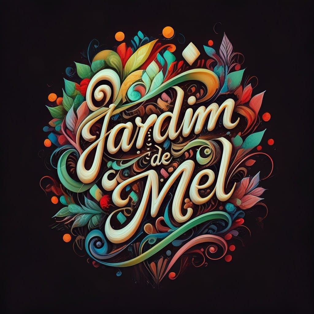 Vibrant Calligraphy of Jardim de Mel in Organic Style