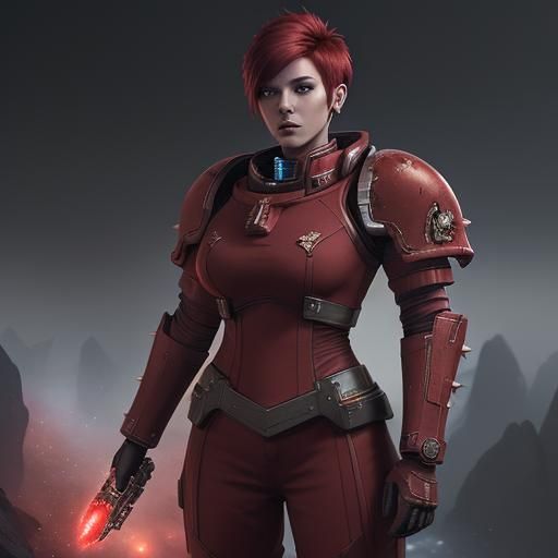 Female Space Marine in Detailed Matte Painting