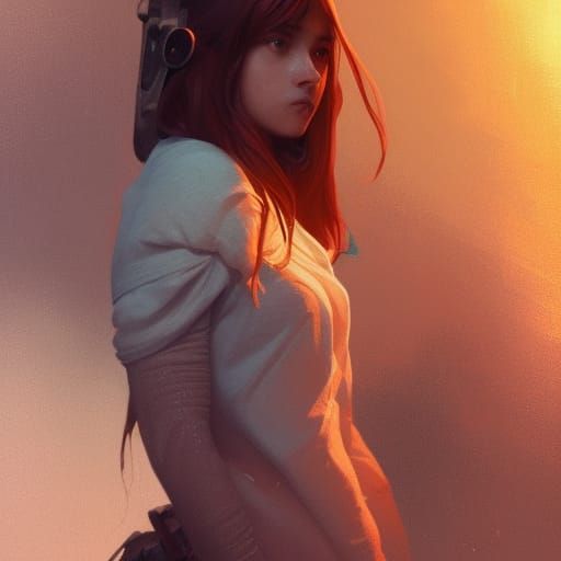 Hyperdetailed Hanging Girl in Art Nouveau Style