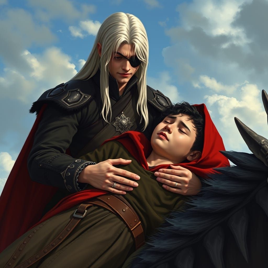 Grieving One-Eyed Prince on Dragon Back