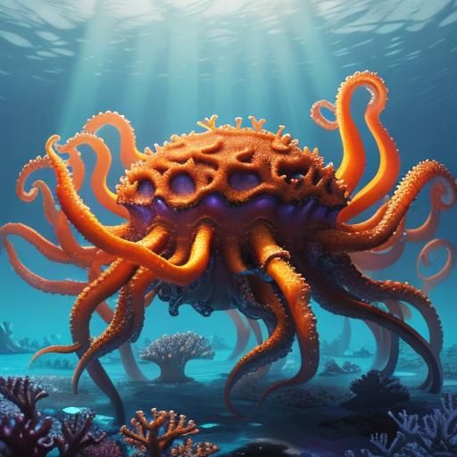 Rainbow Spider Octopus in Deep Ocean