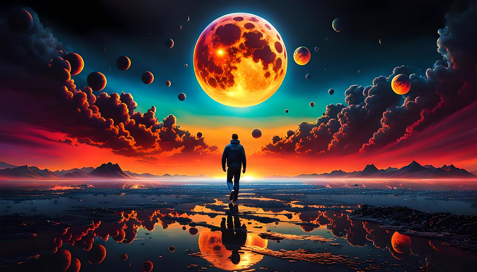 Post-Apocalyptic Sunrise with Dark Sun in Hyperrealism