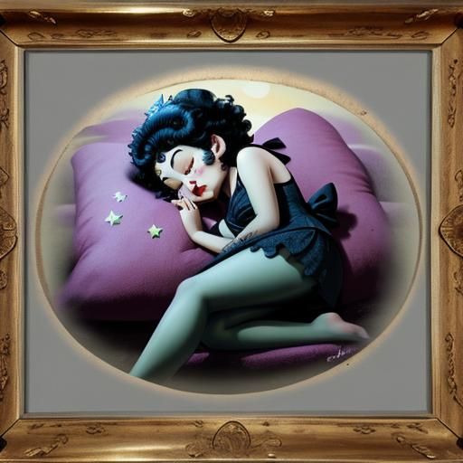 Betty Boop Sleeping: Detailed Matte Painting