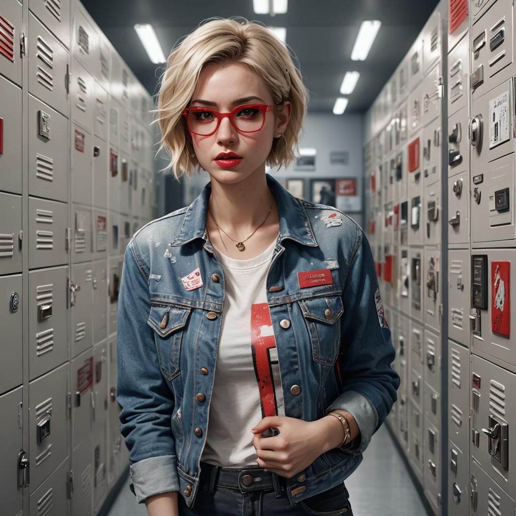 Girl Rummaging Through Locker: Detailed Matte Painting
