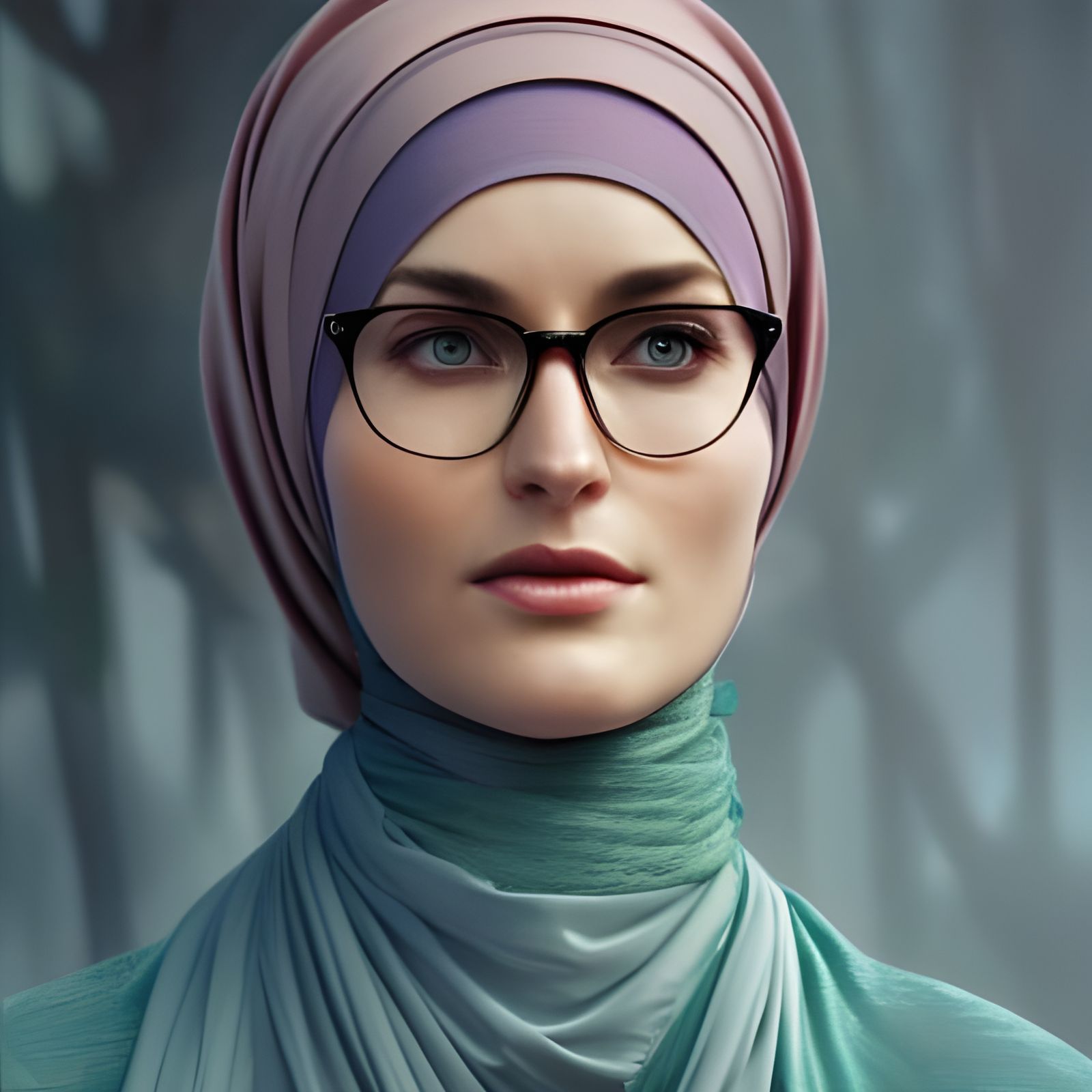 German Woman with Hijab: Hyperdetailed Portrait