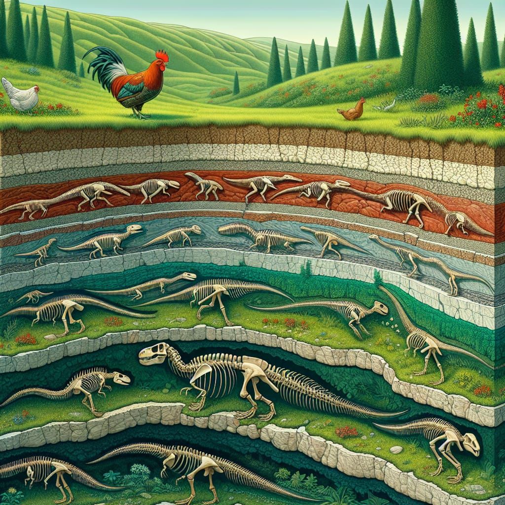 Earth's Evolutionary Layers: Dinosaurs to Chicken