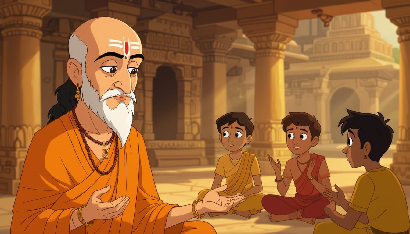 Wise Acharya Chanakya in Storybook Style