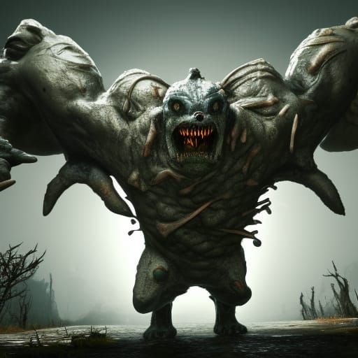 Disgusting Monster in 3D Game Cinematic Style