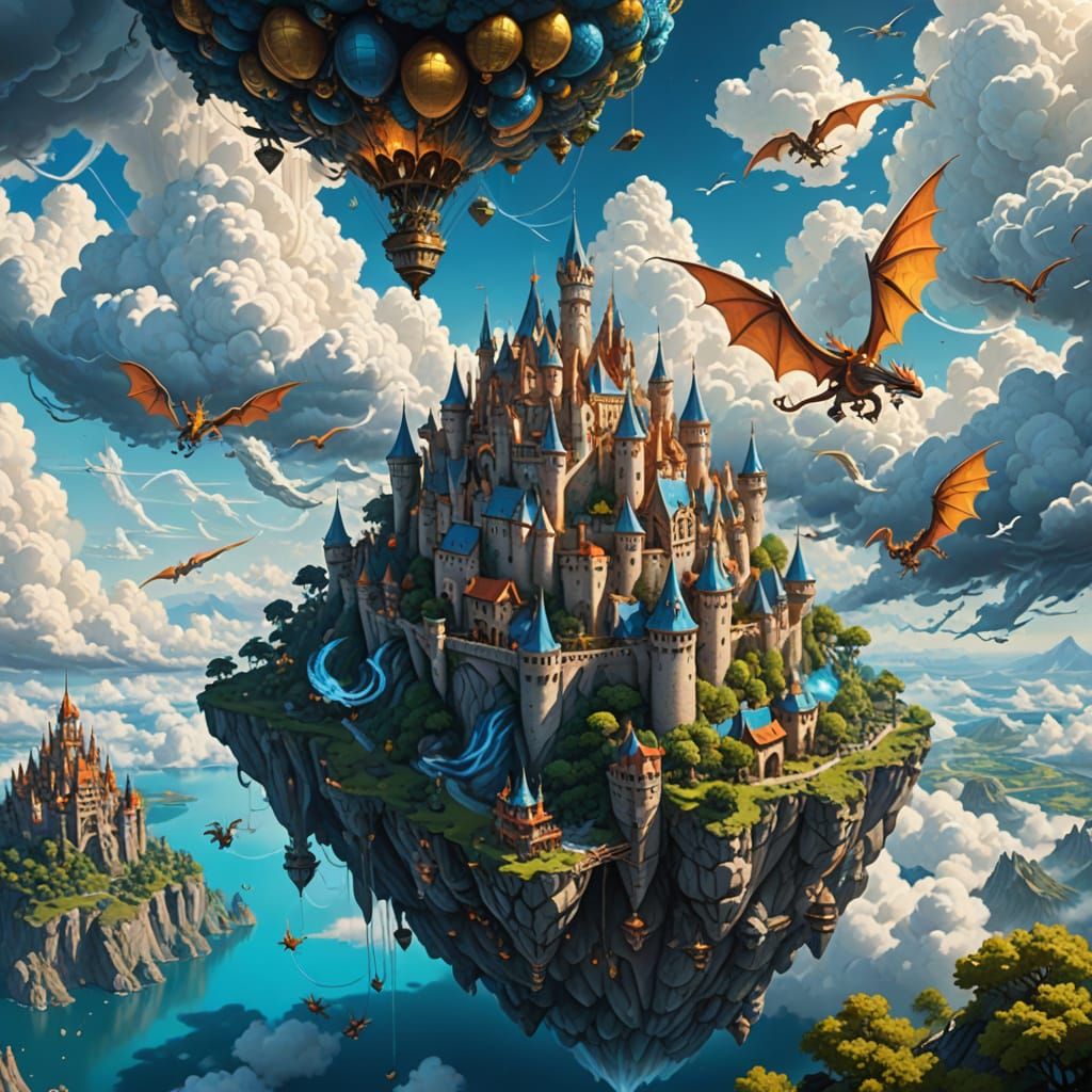 Floating Castles and Dragon Skies in Epic Fantasy Art
