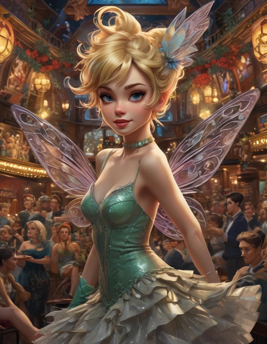Tinkerbell Cabaret: Hyperdetailed Digital Illustration