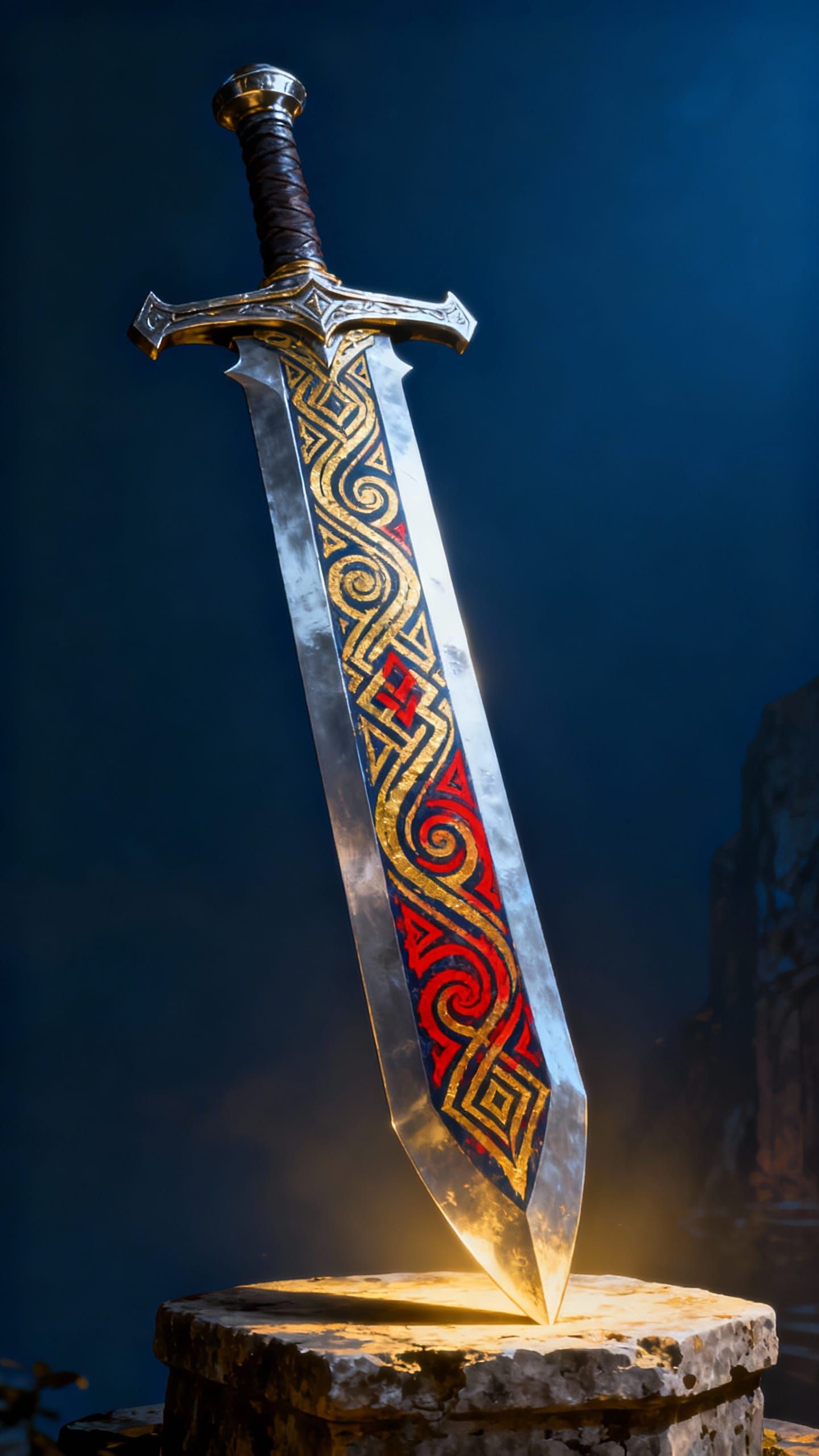 Giant Sword Featuring Intricate, Unusual Patterns