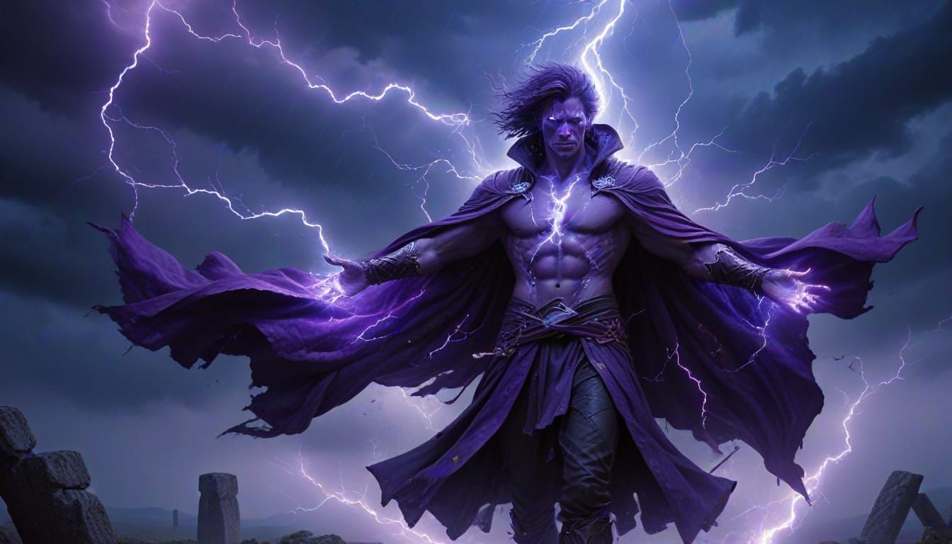 Sleek Warlock Unleashes Mystic Energy at Stonehenge