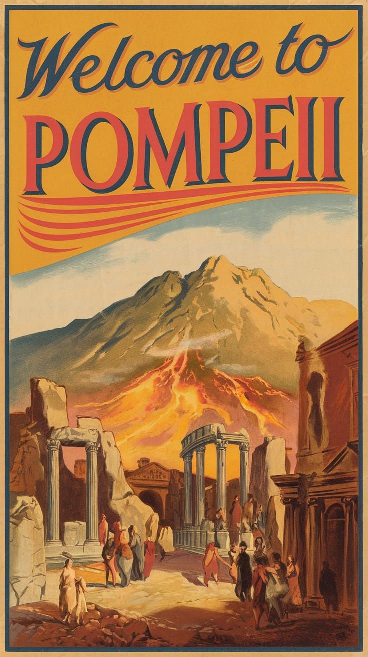 Vintage Travel Poster: Welcome to Pompeii