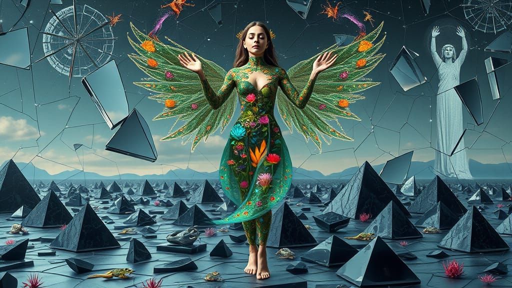 Ethereal Bio-Art Goddess Embodies Vibrant Ecosystems