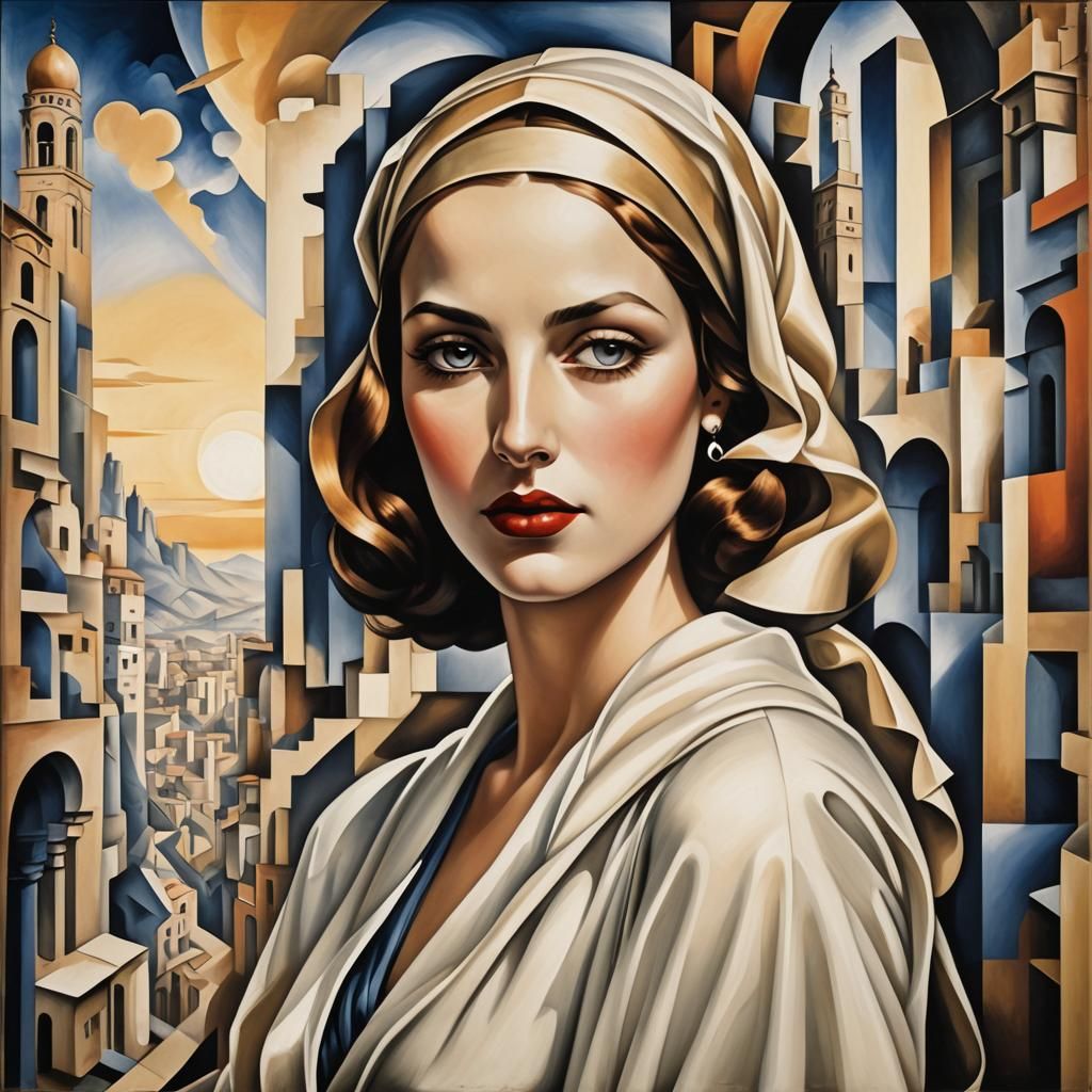 Fez Sunrise in Art Deco Futurism Style