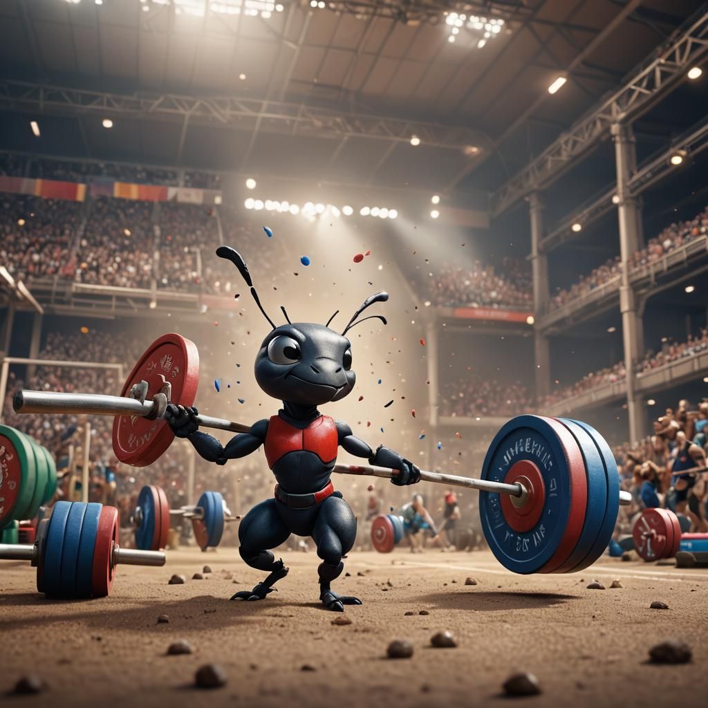 Ant Competes in Olympic Weightlifting Event