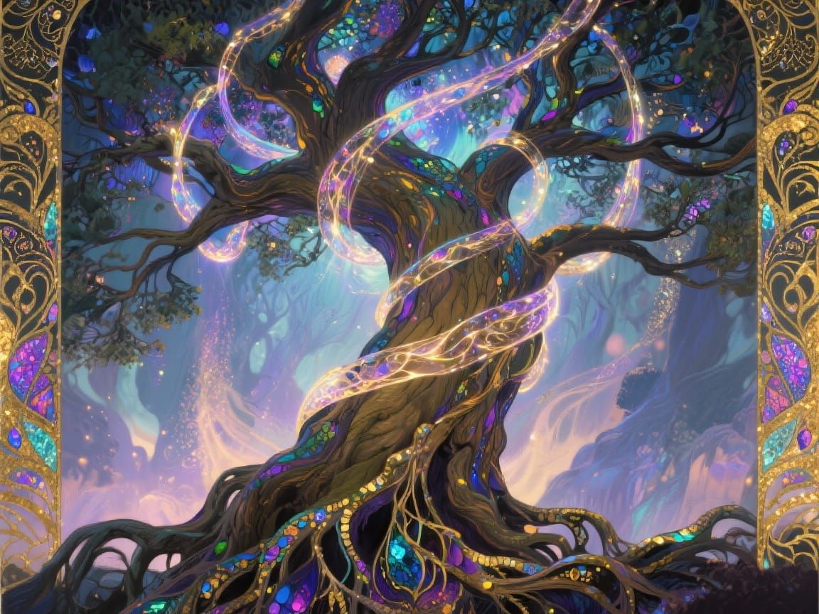 Yggdrasil World Tree in Art Nouveau Style